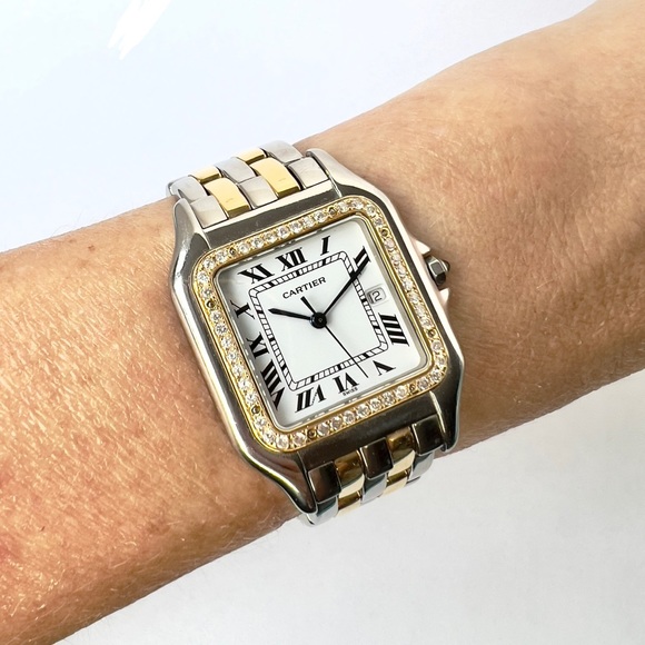 CARTIER PANTHERE Quartz 29mm 2 Row Gold 0.55TCW DIAMOND Watch - Picture 2 of 7